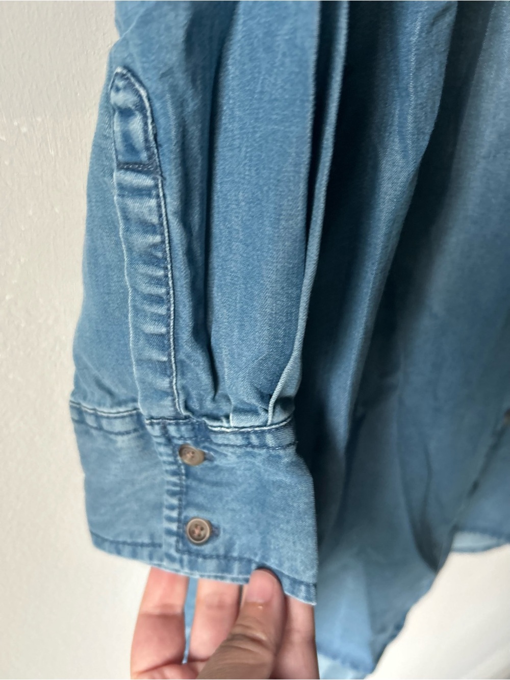 MERONA Chambray 100% Lyocell Button Front Shirt Dress Tunic Blue Large - Picture 4 of 6